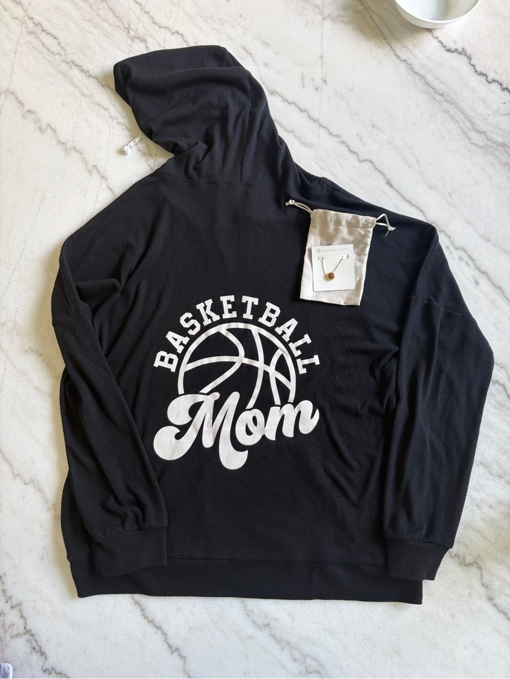 Basketball Mom Bundle “Basketball Mom" Hoodie & Kendra Scott Basketball Necklace
